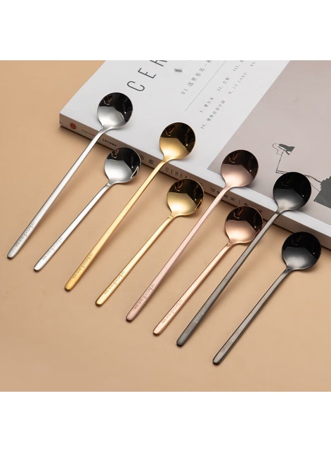 Onlycook 304 Stainless Steel Long-handled Mixing Spoon, Coffee Spoon, Seasoning Spoon, Ice Spoon, Dessert Honey Spoon, Original Color 24cm - Image 2