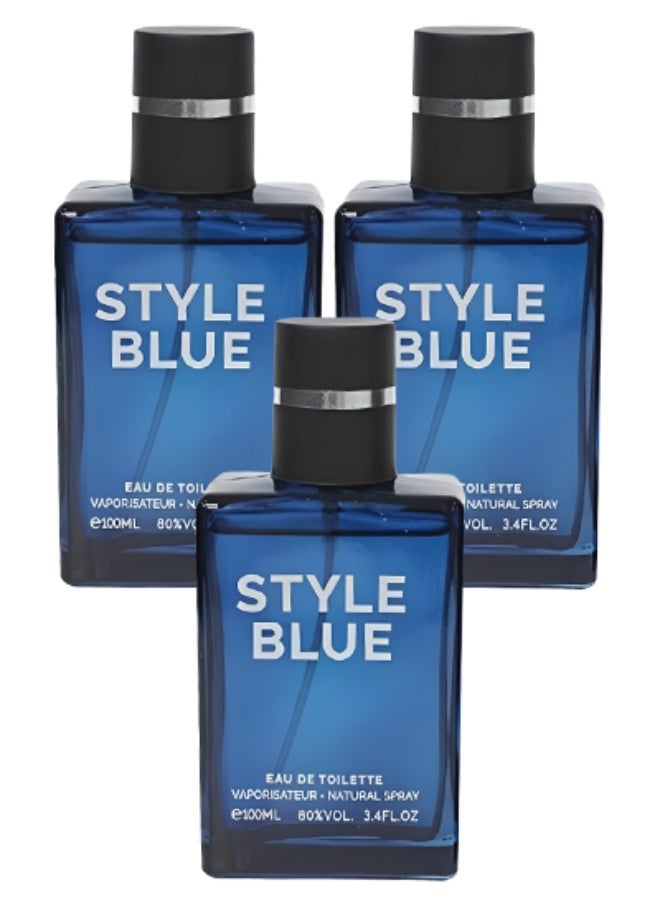 Style 3 Pieces Style Blue Perfume For Men 100ml EDT - Image 1