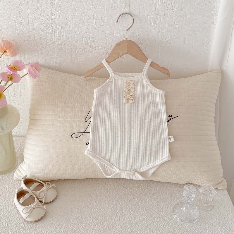 Ins Summer Korean Style Baby Pit Lace Lace Wrap Fart Clothes Female Baby Simple Sling Fart Conjoined Hare Clothes - Image 1