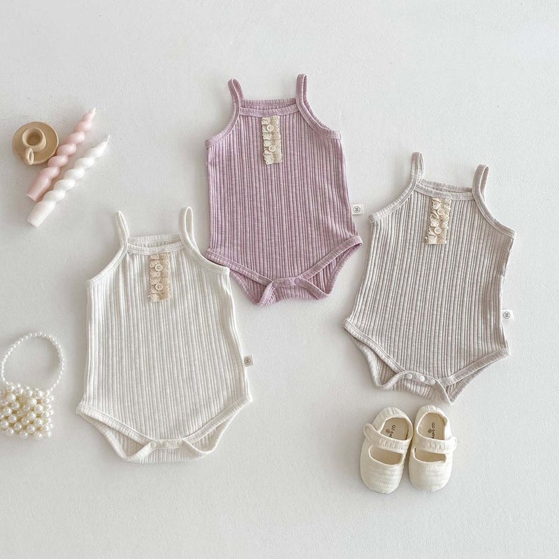 Ins Summer Korean Style Baby Pit Lace Lace Wrap Fart Clothes Female Baby Simple Sling Fart Conjoined Hare Clothes - Image 2