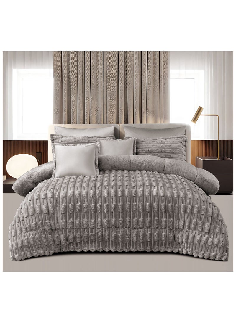 Xi Duo Duo Winter bedspread, single size, reversible design, one side velvet, one side soft and warm faux fur, 4 pieces, duvet filling, size 170x220cm