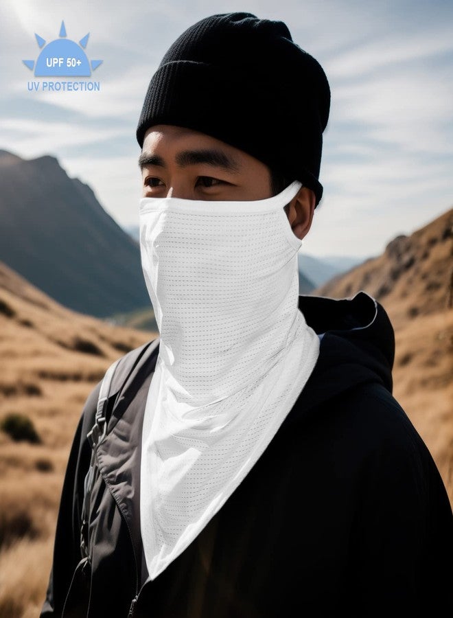 TClian Balaclava Neck Gaiter with Ear Loops Scarf Bandana UV Sun Protection Outdoors Face Mask Cover for Women Men(White) - Image 2