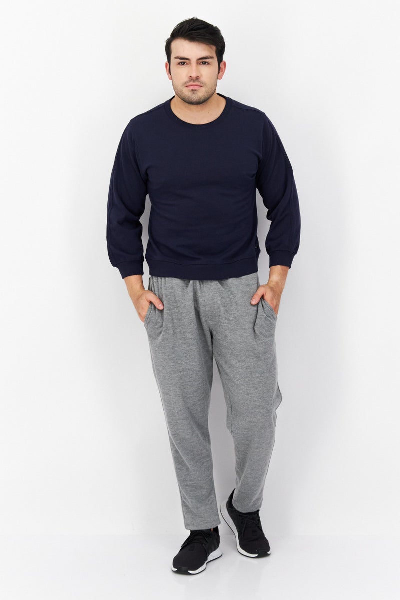 Marc New York Men Crew Neck Plain Long Sleeves Sweatshirt, Navy - Image 4
