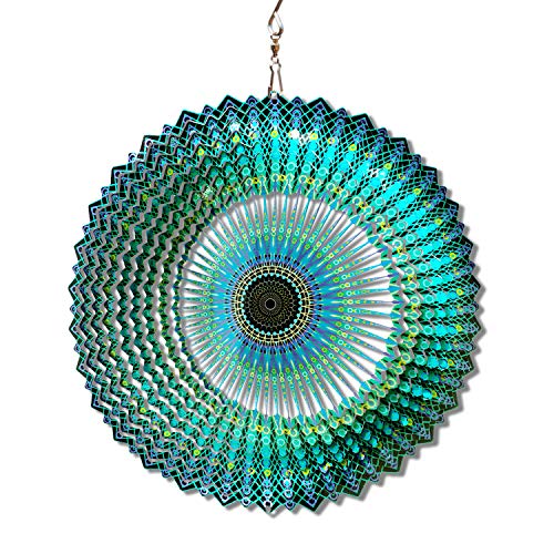 FONMY Wind Spinner Mandala Starry Sky 12 inch 3D Stainless Steel Laser Cut Metal Art Geometric Pattern Hanging Wind Spinner Kinetic Yard Art Decorations IndoorOutdoor Dcor - Image 1