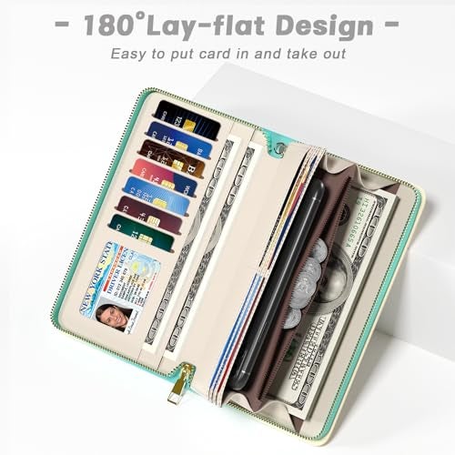 Aiawoxc Womens Wallet, RFID Wristlet Wallets for Women, Cute Ladies Clutch Purses, Large Leather Travel Card Holder with Zipper and Phone Holder, Inspirational Quote - Image 4