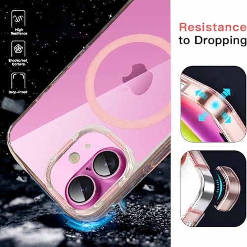 VONZEE Translucent Clear Back Cover Compatible with (iPhone 16 Case)(2024), PC Shockproof Scratch Resistant, Non-Yellowing, Support Mag-Safe Wireless Magnetic Charging - Pink|6.1'' - Image 3