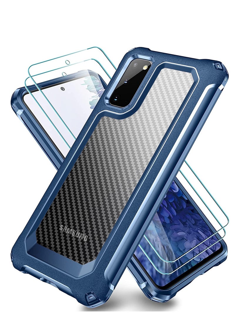 SYOSI Samsung Galaxy S20 FE Case Carbon Fiber Shockproof Protective Cover with Screen Protector Military Grade Drop Protection Anti Scratch Fingerprint Samsung S20 FE 5G Case 6.5" Blue - Image 1
