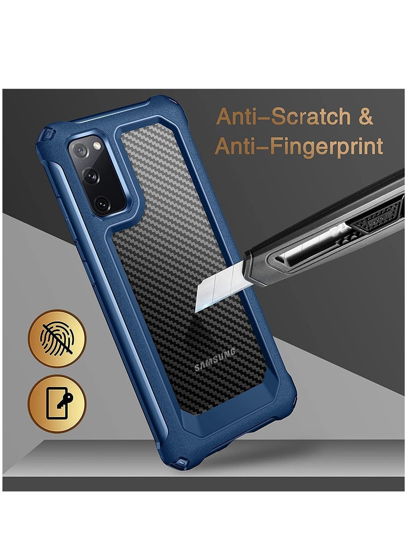 SYOSI Samsung Galaxy S20 FE Case Carbon Fiber Shockproof Protective Cover with Screen Protector Military Grade Drop Protection Anti Scratch Fingerprint Samsung S20 FE 5G Case 6.5" Blue - Image 5