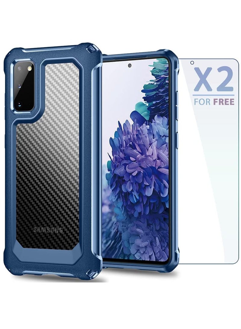 SYOSI Samsung Galaxy S20 FE Case Carbon Fiber Shockproof Protective Cover with Screen Protector Military Grade Drop Protection Anti Scratch Fingerprint Samsung S20 FE 5G Case 6.5" Blue - Image 4