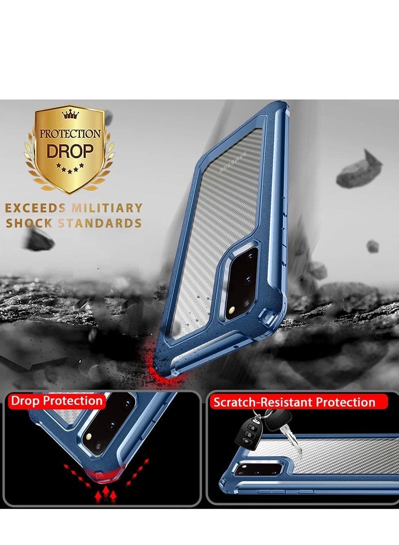 SYOSI Samsung Galaxy S20 FE Case Carbon Fiber Shockproof Protective Cover with Screen Protector Military Grade Drop Protection Anti Scratch Fingerprint Samsung S20 FE 5G Case 6.5" Blue - Image 3
