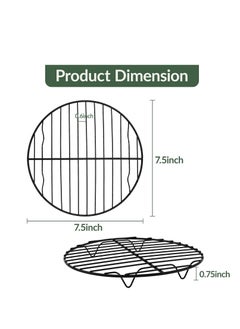 TeamFar TeamFar Round Cooling Rack, 7.5’’ Small Baking Roasting Grilling Rack with Stainless Steel Core & Non-stick Coating, for Cooking Steaming Cooling, Healthy & Sturdy, Oven Safe & Easy Clean – Set of 2  - Image 2