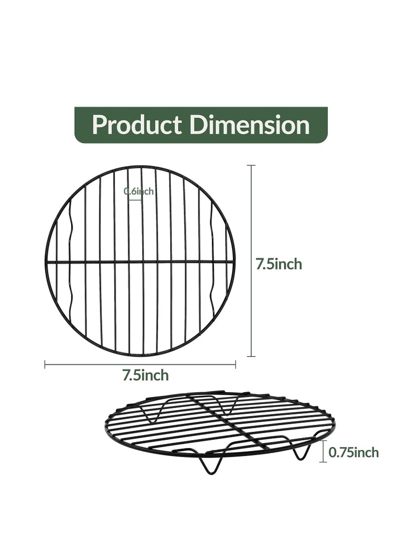 TeamFar TeamFar Round Cooling Rack, 7.5’’ Small Baking Roasting Grilling Rack with Stainless Steel Core & Non-stick Coating, for Cooking Steaming Cooling, Healthy & Sturdy, Oven Safe & Easy Clean – Set of 2  - Image 2
