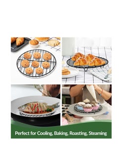 TeamFar TeamFar Round Cooling Rack, 7.5’’ Small Baking Roasting Grilling Rack with Stainless Steel Core & Non-stick Coating, for Cooking Steaming Cooling, Healthy & Sturdy, Oven Safe & Easy Clean – Set of 2  - Image 4