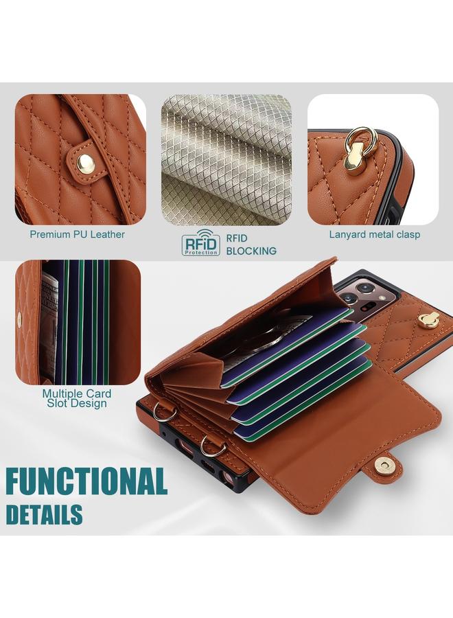 S-TOP Case For Samsung Galaxy Note20 Ultra Crossbody Rhombic Horizontal Wallet Leather Phone Case - Image 5