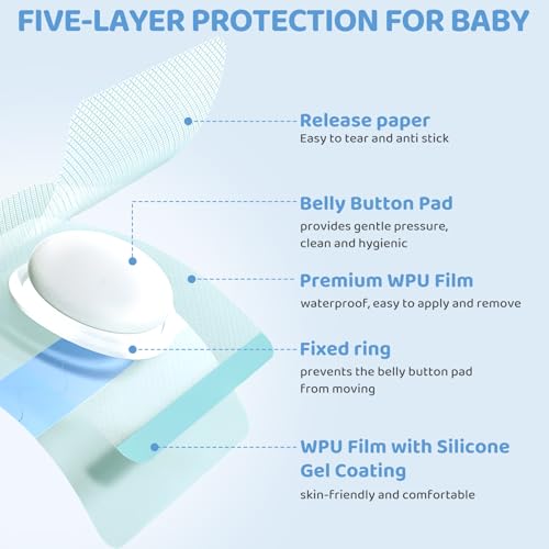WONDSIGHIN Baby Belly Navel Patches, Waterproof Cotton Pads for Baby Belly Button, Infant Umbilical Patch, Belly Button Patch for Baby Newborn, 8×8cm, 10 Pcs - Image 2