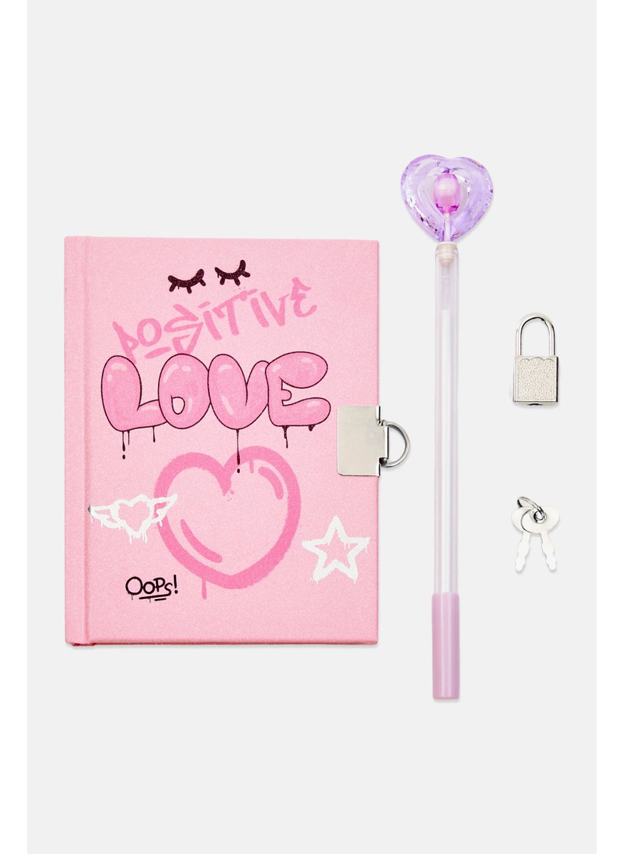 VOTUM Novelty Pen And Mini Diary Book, Pink  - Image 1