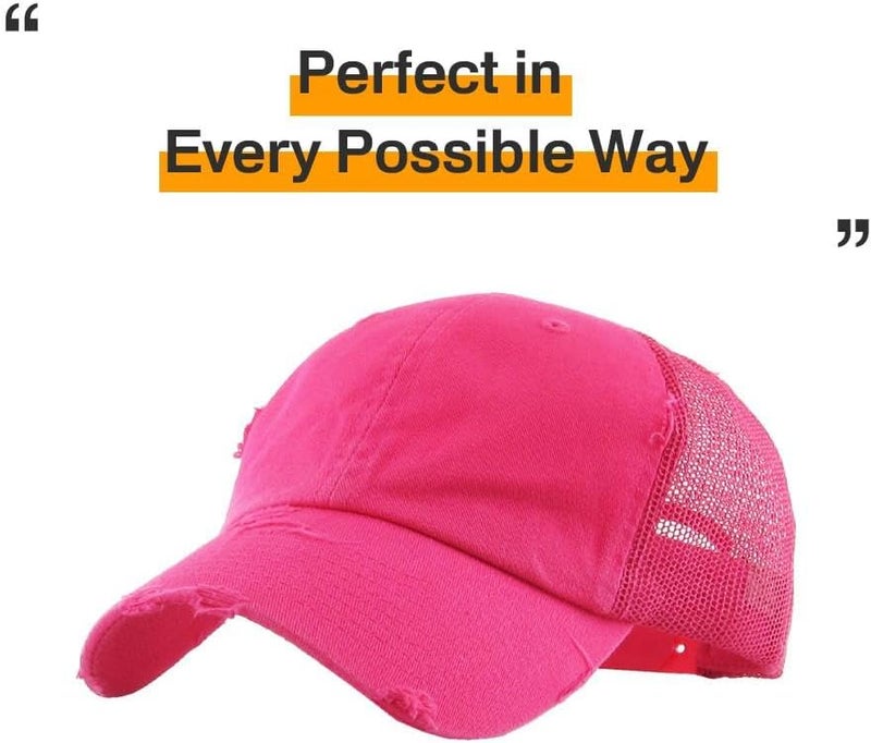 KBETHOS Vintage Washed Distressed Cotton Dad Hat Baseball Cap Adjustable Polo Trucker Unisex Style Headwear - Image 3