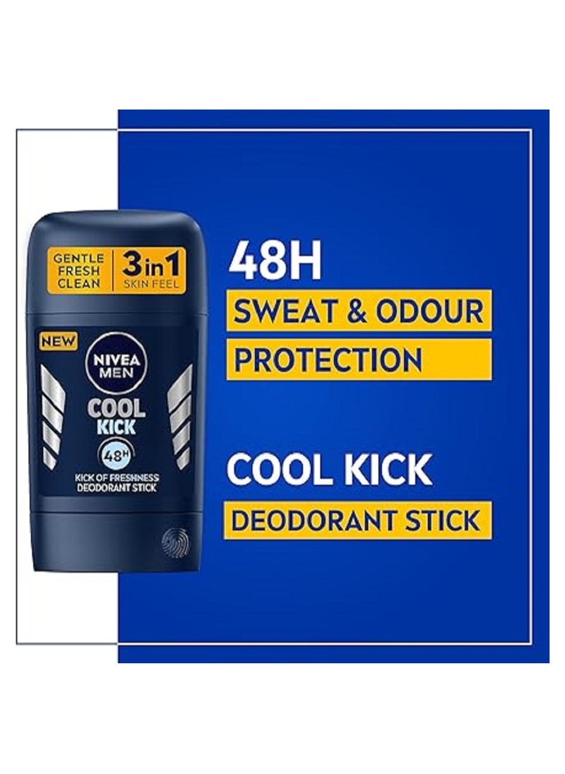 Nivea - MEN Cool Kick, Deodorant for Men, Fresh Scent, Stick 50ml - Image 1