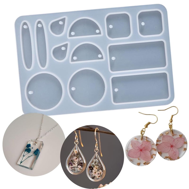 MoldBerry MoldBerry 6 Shape Silicone Earring Moulds Keychain Epoxy Pendant Ear Studs Resin Molds for DIY Crafts Silicone Candle Making Mold Pack of 1