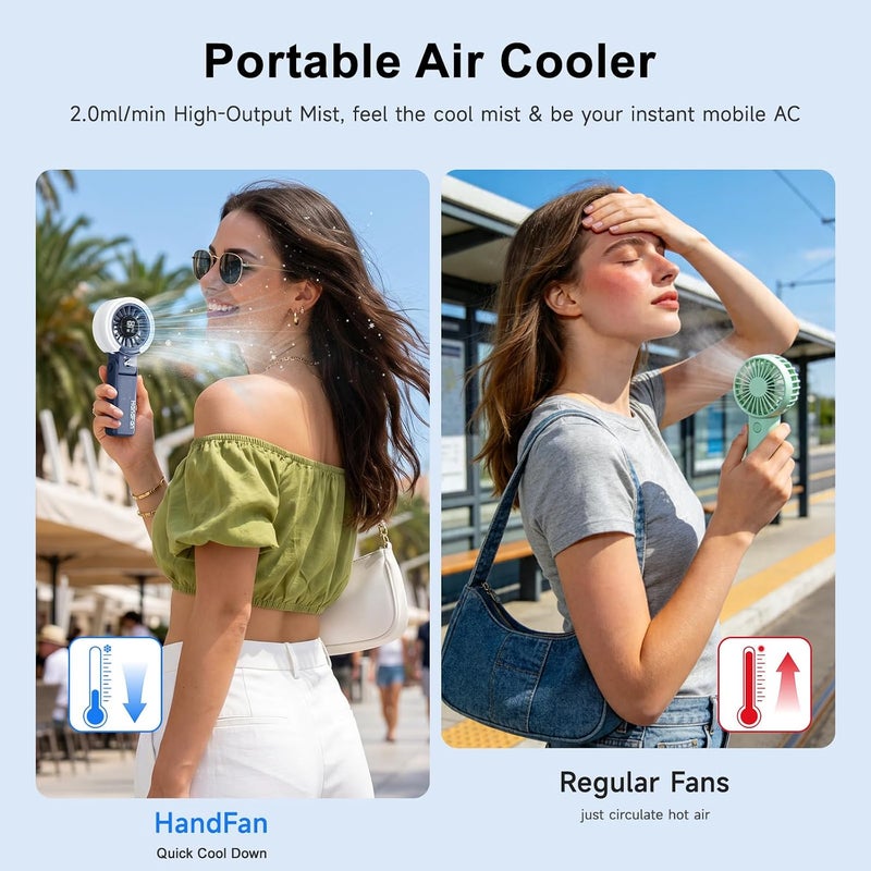 HandFan 4000mAh Handheld Turbo Misting Fan, 100 levels Adjustable High Speed Mister Fan, Portable Spray Water Mist Fans, Foldable Mini Hand Fans for Summer Beach Travel Concerts Disney(Royal Blue) - Image 4