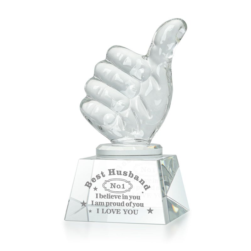 LONGWIN Best Husband Gifts from Wife  Husband Christmas Birthday Gifts Idea Crystal Awards with Thumbs Up  Unique Present for Husband Gift for Him Men - Image 1