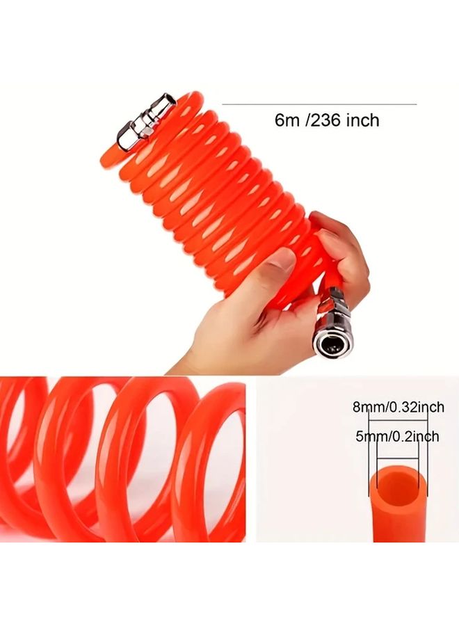 Orange Retractable Air Hose 8x5 PVC High Pressure 8000 kPa 1150 PSI for Pneumatic Tools - Image 2