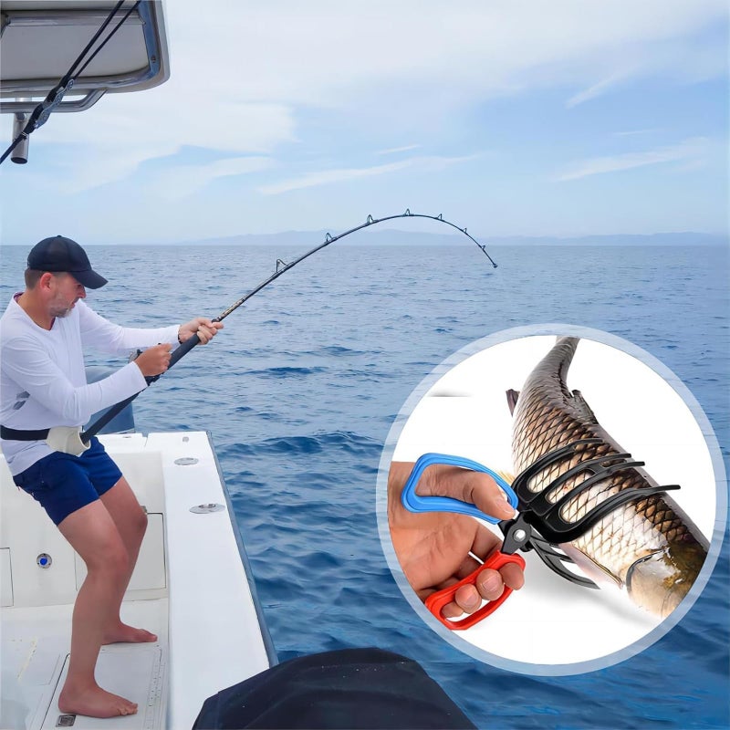 GNDROO Valentines Day Gifts for Him 2 Packs 2/3 Claw Fish Gripper, Metal Fishing Pliers Gripper Catch Fish Control Clamp,Three Teeth Fishing Pliers Control Forceps for Most Freshwater Fish Grip Tackle Holder - Image 3