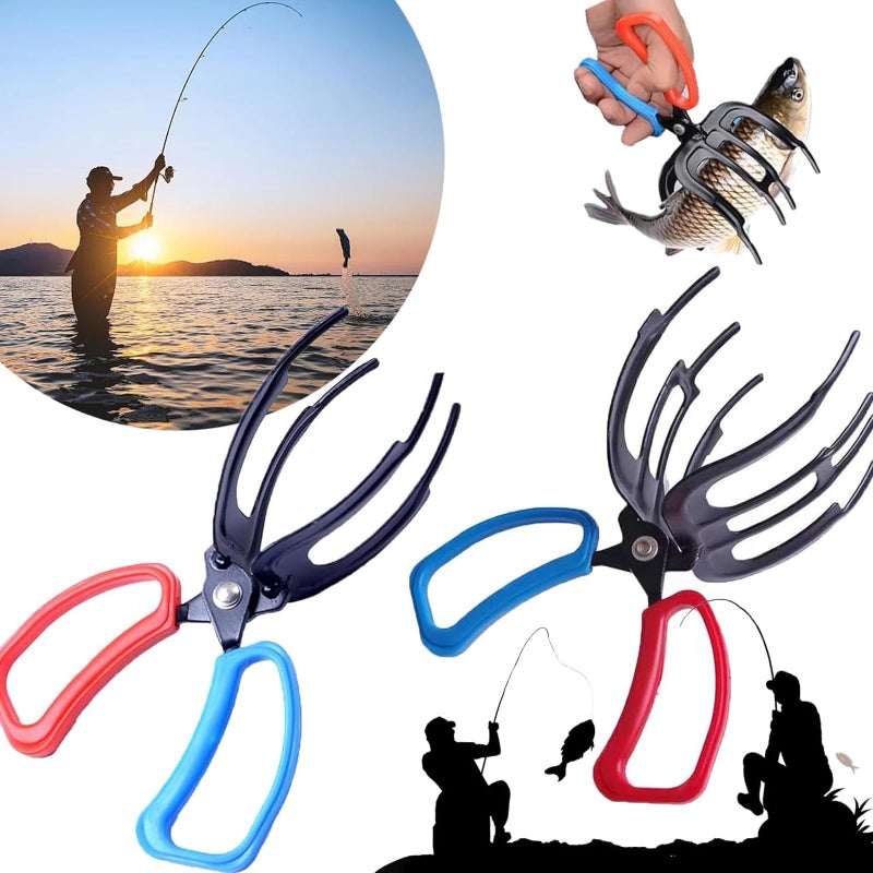 GNDROO Valentines Day Gifts for Him 2 Packs 2/3 Claw Fish Gripper, Metal Fishing Pliers Gripper Catch Fish Control Clamp,Three Teeth Fishing Pliers Control Forceps for Most Freshwater Fish Grip Tackle Holder - Image 1