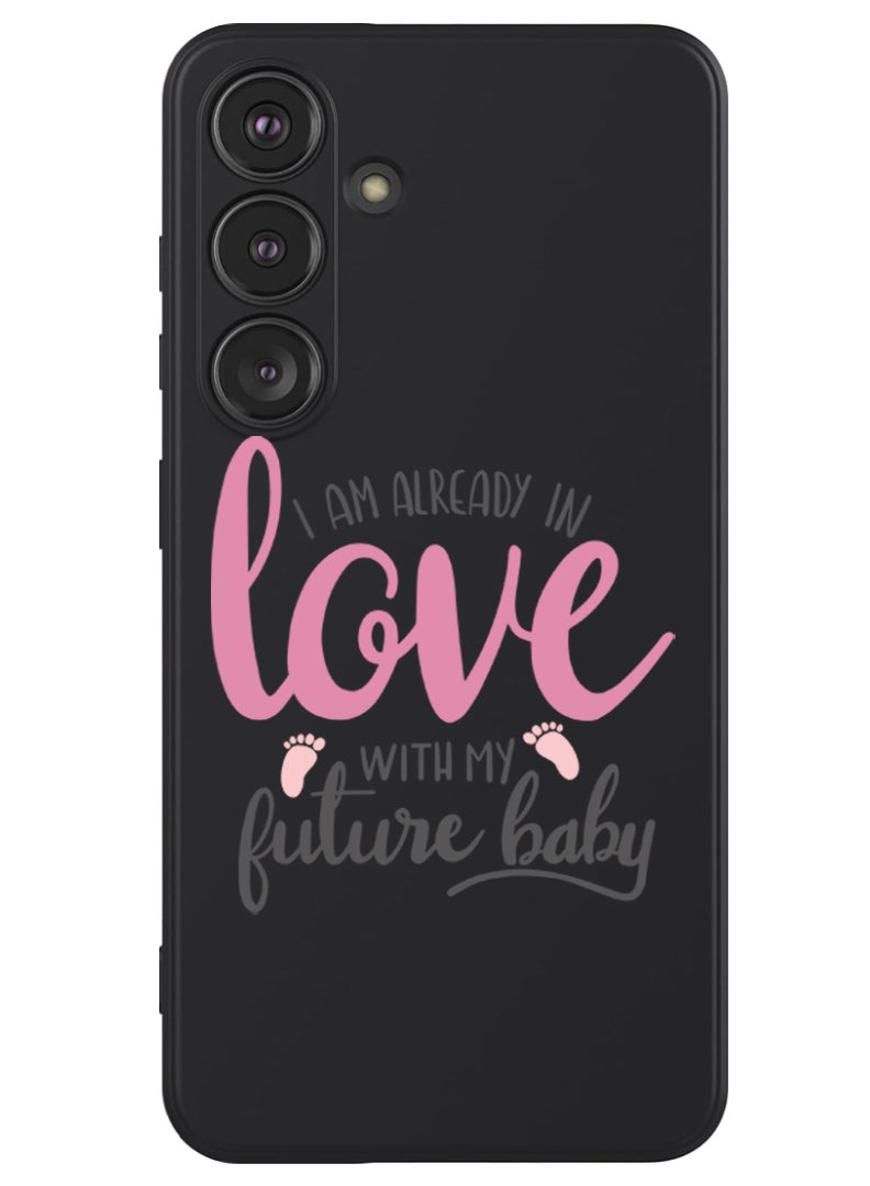 Theodor Protective Slim Fit Case Liquid Silicone Cover with Full Body Protection Anti-Scratch Shockproof Case For Samsung Galaxy S24 (Black) - I am already in love with my future baby - Image 1