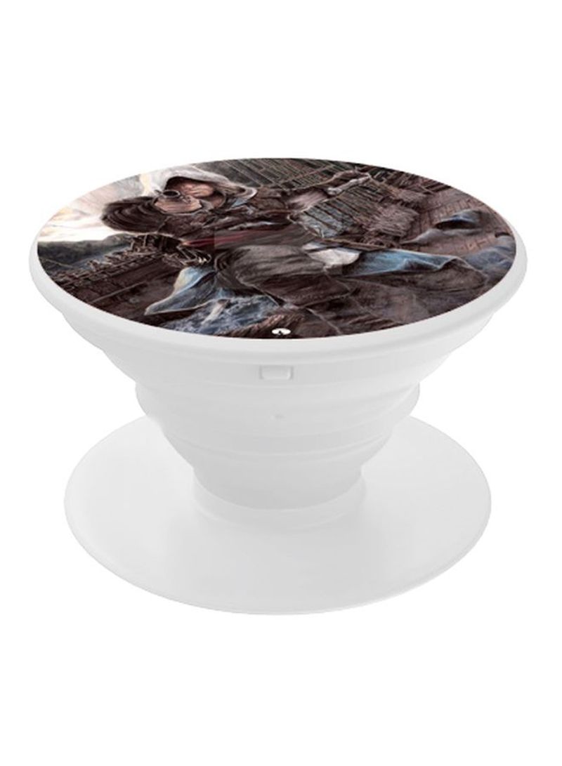RKN Printed Pop Socket Phone Holder White/Brown/Grey - Image 1