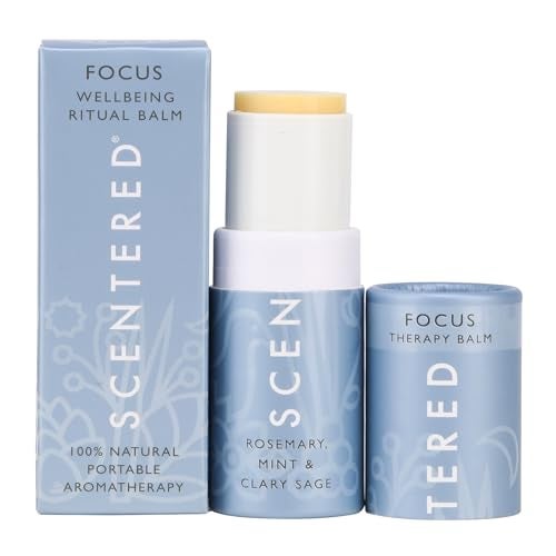 Scentered Aromatherapy Balm Stick for Focus & Concentration - Roll On Essential Oils Blend - 100% Natural: Rosemary, Mint, Clary Sage in Shea Butter - Aromatherapy Gifts for Women - Image 1