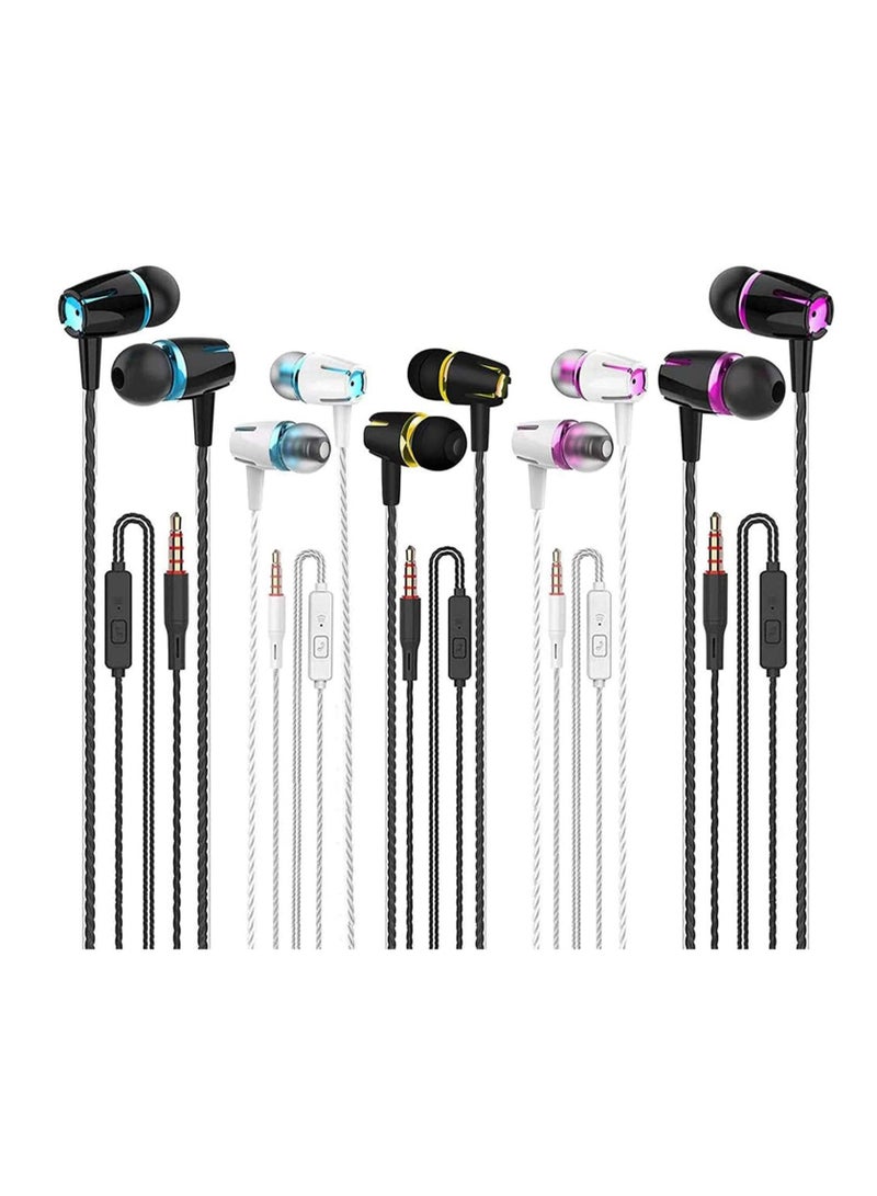 Captaintech Earbuds Headphones, with Remote & Mic, Earphones Wired Stereo in-Ear Bass for iPhone, Android, Smartphones, for iPod, for iPad, MP3, Fits for All 3.5mm Interface (5 Pack) - Image 1