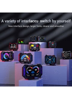 Generic شاشة HUD للسيارة، عداد السرعة العالمي للسيارة HUD Head Up Display مع واجهة GPS Obd2، اختبار سرعة الفرامل، إنذار السرعة الزائدة، شاشة LCD عالية الدقة  - Image 2