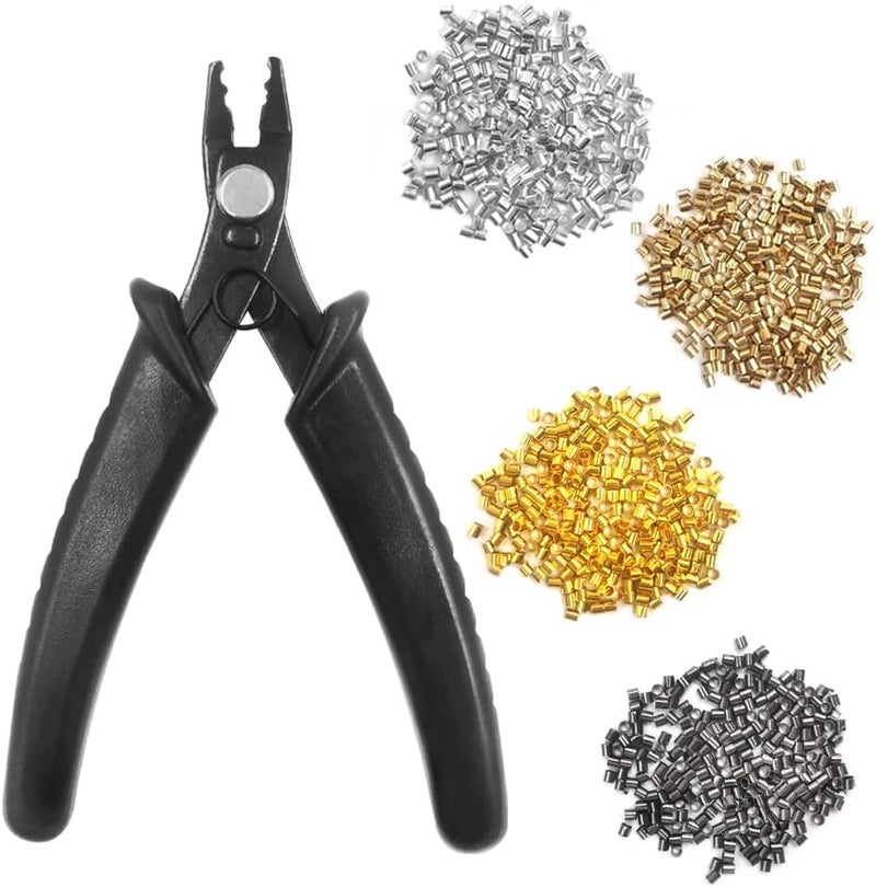 lyfLux 1000 Pieces Crimp Beads with Bead Crimping Pliers for Jewelry Making - Image 1