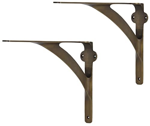 Set of 2 Brass Shelf Brackets for 8 10 12 Shelves Gold Finish Heavy Duty Brass L Brackets for Wall Shelves Hardware Included 7 38 X 9 78