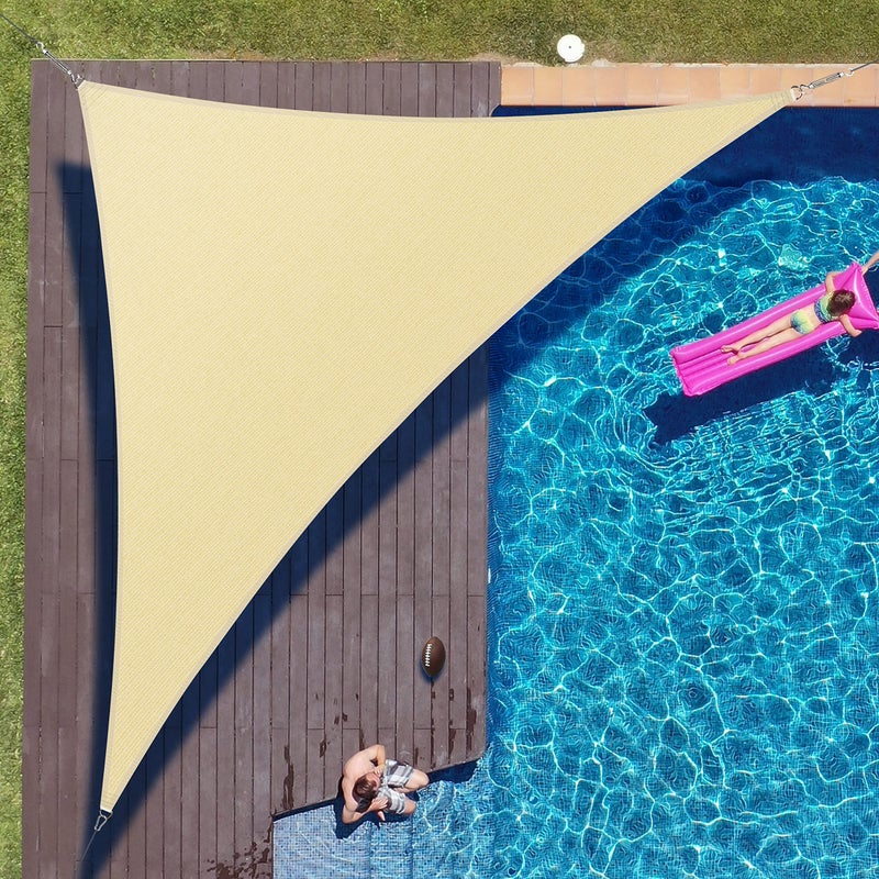 Colourtree 16' x 16' x 22' Beige Sun Shade Sail Right Triangle Canopy - UV Block UPF50, Water Permeable, Heavy Duty Awning for Patio, Garden, Outdoor, Backyard, Yard (We Make Custom Size) - Image 1