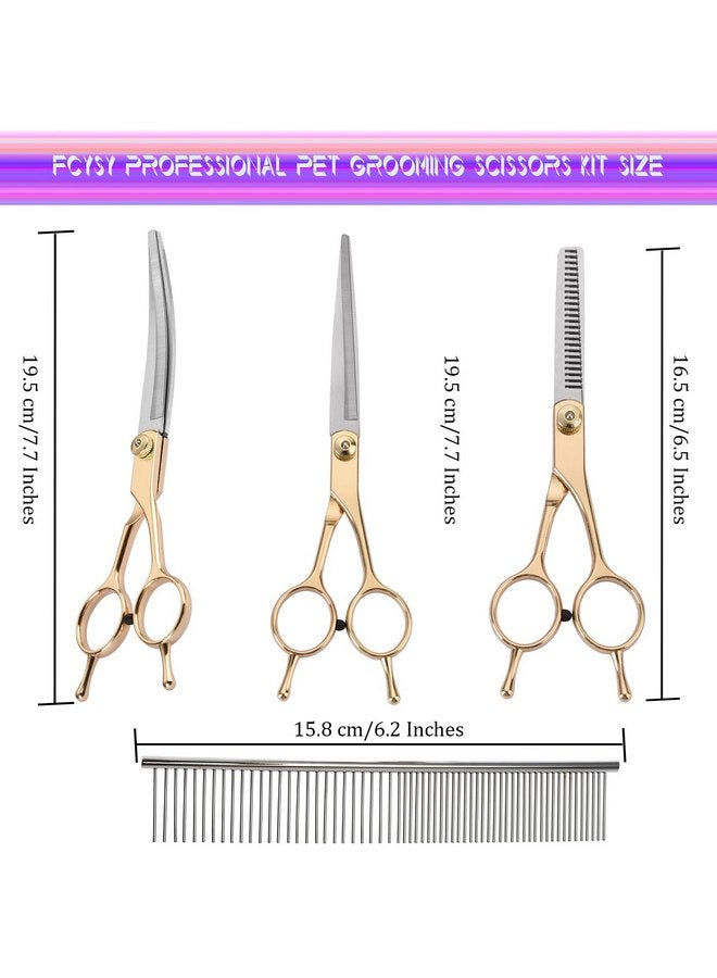 Fcysy Grooming Kit for Dogs at Home, Fcysy Hair Scissors Thinning Shears Set for Dog Cat Pet Grooming, Curved Grooming Scissors Cat Trimming Scissors Tijeras para Cortar Pelo De Perros, Pet Grooming Tools - Image 2