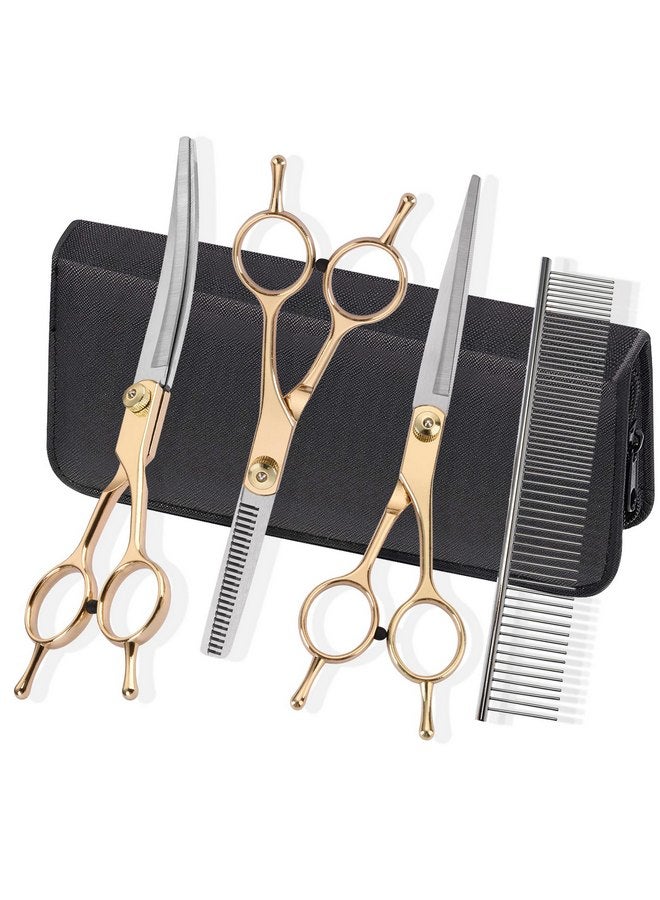 Fcysy Grooming Kit for Dogs at Home, Fcysy Hair Scissors Thinning Shears Set for Dog Cat Pet Grooming, Curved Grooming Scissors Cat Trimming Scissors Tijeras para Cortar Pelo De Perros, Pet Grooming Tools - Image 1