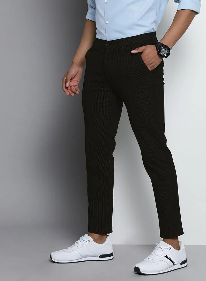 The Indian Garage Co The Indian Garage Co Men Black Slim Fit Trousers