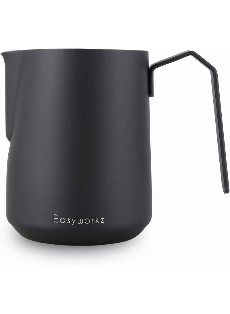 EASYWORKZ إبريق بخار الإسبريسو من الفولاذ المقاوم للصدأ سعة 600 مل إبريق رغوة القهوة إبريق الحليب كوب كابتشينو لاتيه فن - Image 1