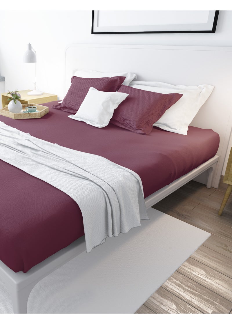 BedNHome Fitted Bed Sheet Set, 100% Egyptian Cotton, 250Tc,Maroon ,2Pillowcases. 100X200Cm  - Image 3