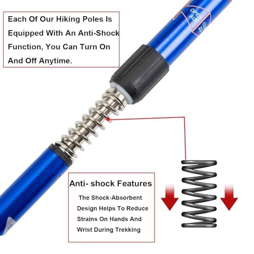 JAMUNESH Aluminum Hiking Trekking Poles, Collapsible Hiking Or Walking Sticks, Adjustable Trekking Pole for Men & Women, Shock-Absorbent Trekking Poles with Accessories & Carry Bag (1 Pack,Blue) - Image 4