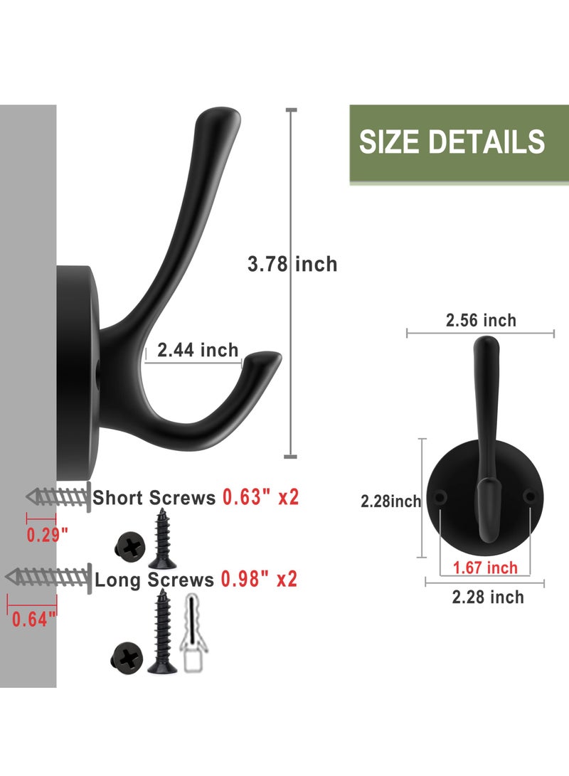 كاست ويف Coat Hooks, 2 Pack Towel Hook Heavy Duty Metal Double Bath Robe Hook Wall Mounted, Hand Towel Hooks for Cubicle Bathroom Kitchen Closet Garage - Image 4