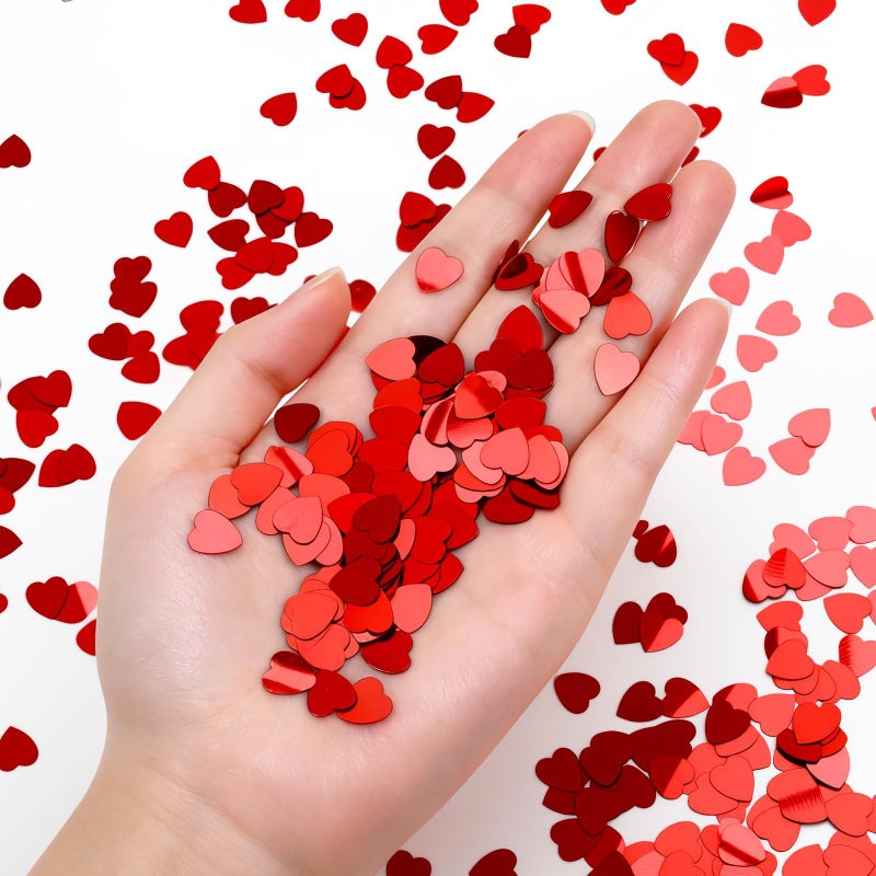 MARFOREVER Red Heart Confetti, Valentine's Day Glitter Confetti Love Heart Shaped Foil Metallic Sequins Sprinkles for Valentines Day Wedding Birthday Engagement Party Decorations Supplies - Image 4