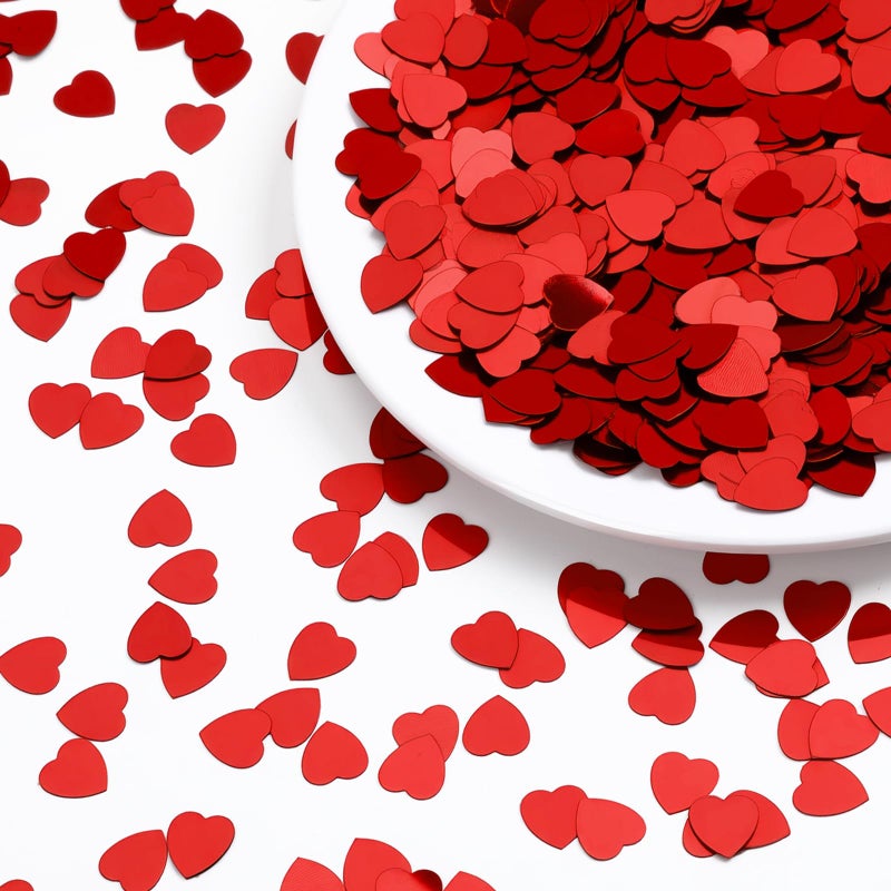 MARFOREVER Red Heart Confetti, Valentine's Day Glitter Confetti Love Heart Shaped Foil Metallic Sequins Sprinkles for Valentines Day Wedding Birthday Engagement Party Decorations Supplies - Image 1