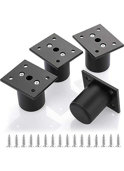 Ventuos Ventuos_4PCS Furniture LegsLength Adjustable Desk Table Furniture Foot Black Modern Straight Style Coffee Table Sofa LegsKitchen Table Leg Bathroom Cabinet Leg DIY LegRound 03 Black  - Image 4