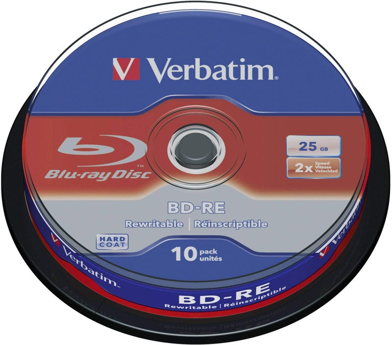 Verbatim BD-RE 25GB 2X with Branded Surface - 10pk Spindle,White - Image 1