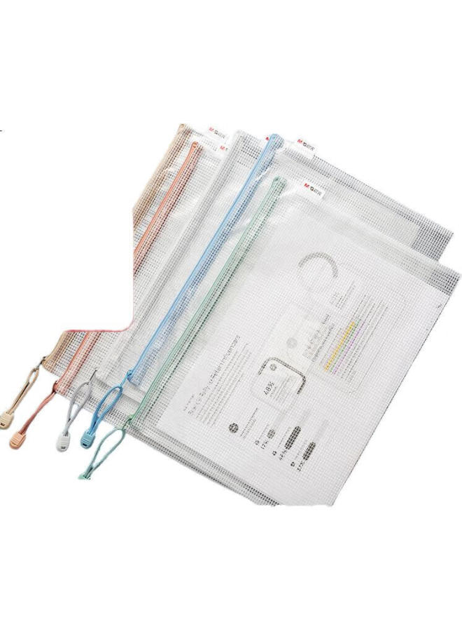 M.G [Back To School Essential] M&G Stationery 5-Pack A4 Grid Zipper File Folders, Large Capacity Document Dust-Proof Exam Paper Subject Classification Pouches Adm929Zf Morandi Color Series - Image 1