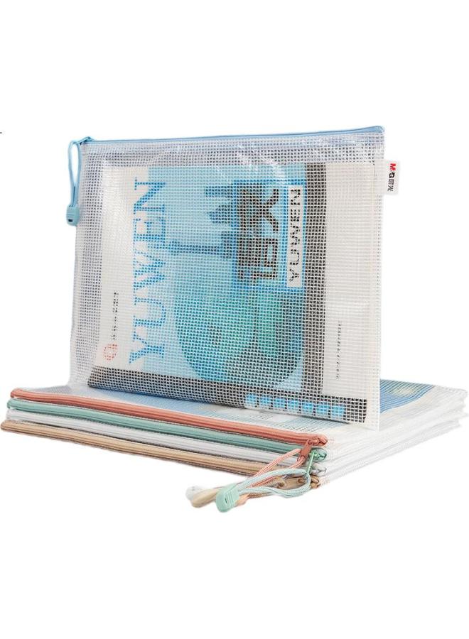 M.G [Back To School Essential] M&G Stationery 5-Pack A4 Grid Zipper File Folders, Large Capacity Document Dust-Proof Exam Paper Subject Classification Pouches Adm929Zf Morandi Color Series - Image 3