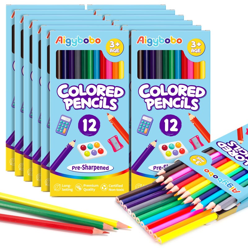 Aigybobo 144 Count Colored Pencils for Kids 12 Pack Colored Pencils Bulk in 12 Vibrant Colors Presharpened Color Pencil Bulk School Supplies for Teachers Classroom Prizes Art Supplies for Adults - Image 2